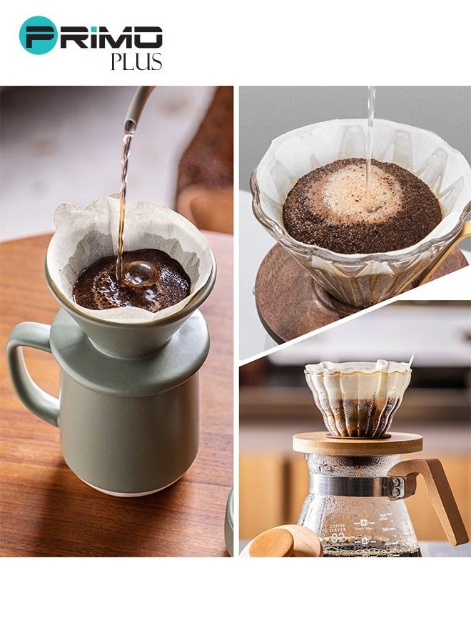 بريمو بلس فلاتر قهوة ورقية V60 مقاس 02 باللون الأبيض عبوة اقتصادية 100 فلتر - ورق ترشيح عالي الجودة مبيض بالأكسجين لتحضير القهوة المقطرة النقية متوافقة تماماً مع أقماع هاريو وكافة أدوات الترشيح المخروطية - تضمن استخلاصاً مثالياً للنكهات وتصفية دقيقة للزيوت والرواسب لتحضير 1-4 أكواب - Image 4