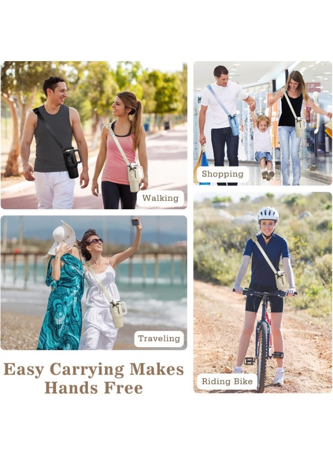 كيلا حقيبة حمل زجاجات المياه Joyzzz، حقيبة حمل أكواب على الكتف لكوب Stanley سعة 40 أونصة مع مقبض، حقيبة زجاجات مع حزام كتف قابل للتعديل، مناسبة للمشي لمسافات طويلة والسفر والتخييم (أسود) - Image 5