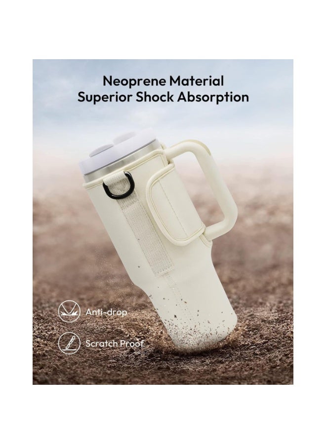 كيلا حقيبة حمل زجاجات المياه Joyzzz، حقيبة حمل أكواب على الكتف لكوب Stanley سعة 40 أونصة مع مقبض، حقيبة زجاجات مع حزام كتف قابل للتعديل، مناسبة للمشي لمسافات طويلة والسفر والتخييم (أسود) - Image 3