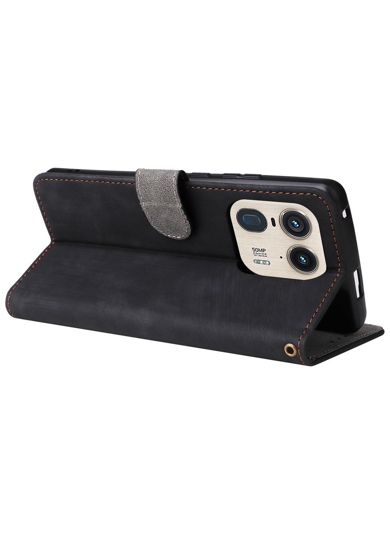 Phone Case for Motorola Edge 50 Ultra with RFID Security Protection Flip PU Leather Wallet Case with Card Holder Shockproof Protective Cover