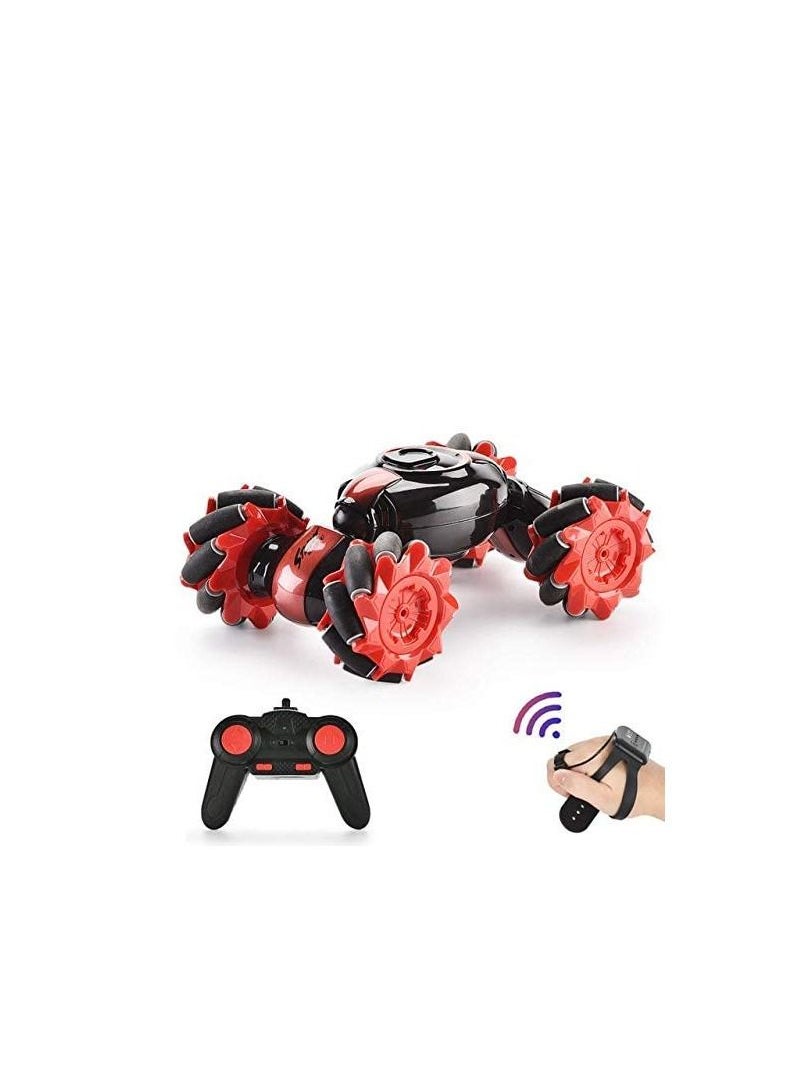 Generic - Rc Stunt Car, 4WD 2.4GHz Remote Control Gesture Sensor Toy, Double Sided Rotation, Off Road Vehicle with Lights-RED - Image 1