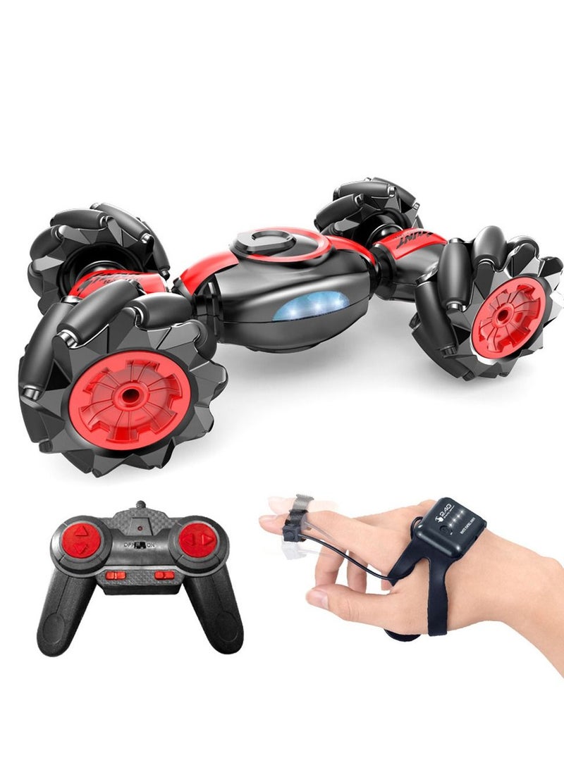 Generic - Rc Stunt Car, 4WD 2.4GHz Remote Control Gesture Sensor Toy, Double Sided Rotation, Off Road Vehicle with Lights-RED - Image 1