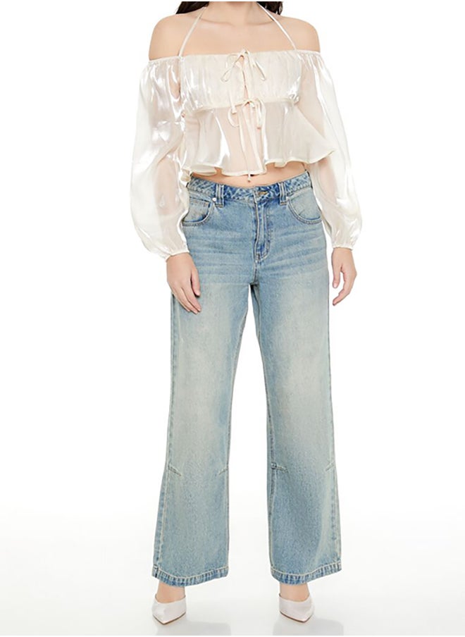 Open-Shoulder Halter Crop Top