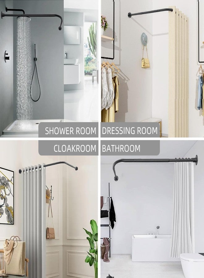 TwinkleTool L Shaped Shower Curtain Rod, (44.1"-54.3"x44.1"-54.3") Adjustable Curved Shower Rod, 90 Degree Corner Shower Rods for Bathroom Bathtub Clothing Store Locker, locker rooms, fitting rooms, Black - Image 5