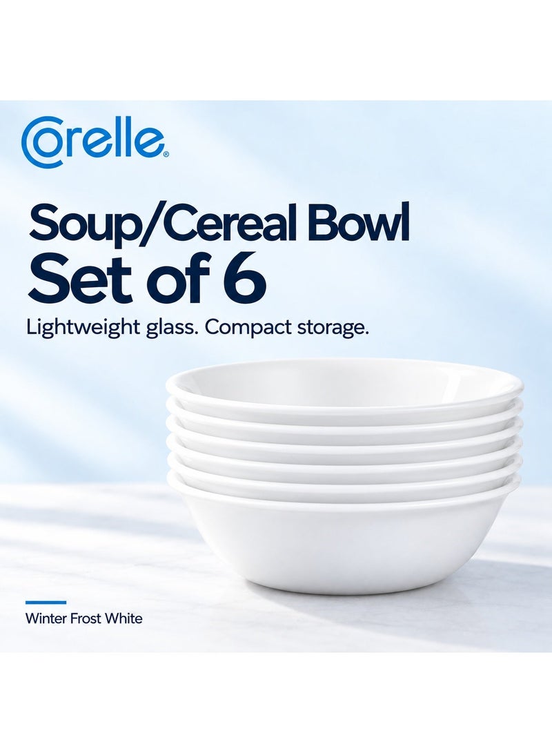 كوريل Corelle Winter Frost White طقم 6 أوعية شوربة وحبوب سعة 532 مل، من زجاج Vitrelle، آمنة للميكروويف والفرن وغسالة الصحون - Image 5