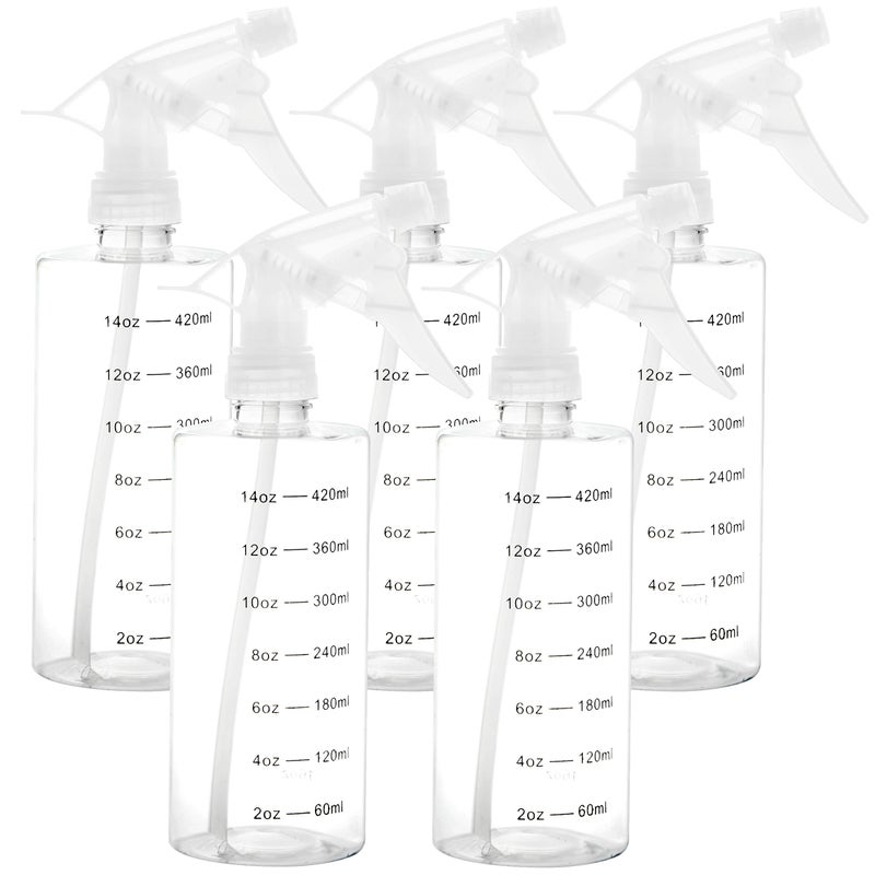 Youngever 5 Pack Empty Plastic Spray Bottles Spray Bottles for Hair and Cleaning Solutions 16 Ounce