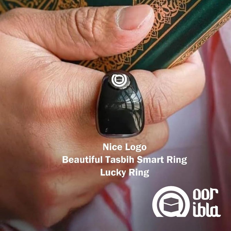 TBSoon Noor Qibla Fashion Tasbih Smart Ring, Tasbeeh Counters, Prayer Direction Indicator Guide,5 Azan Alarm Clock,Forgiveness,Electronic Rosary,Eid al-Fitr Eid al-Adha Ramadan men women Gift, Black 20-22mm - Image 5