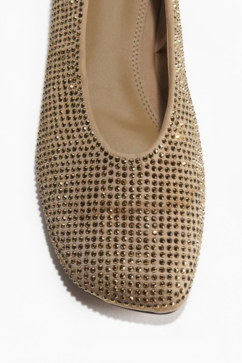 H&M Rhinestone-Embellished Ballet Pumps