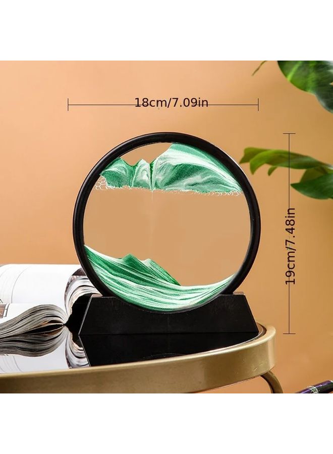 7 Inch Black Frame Green 3D Dynamic Moving Sand Art Picture Desktop Decor - Image 4