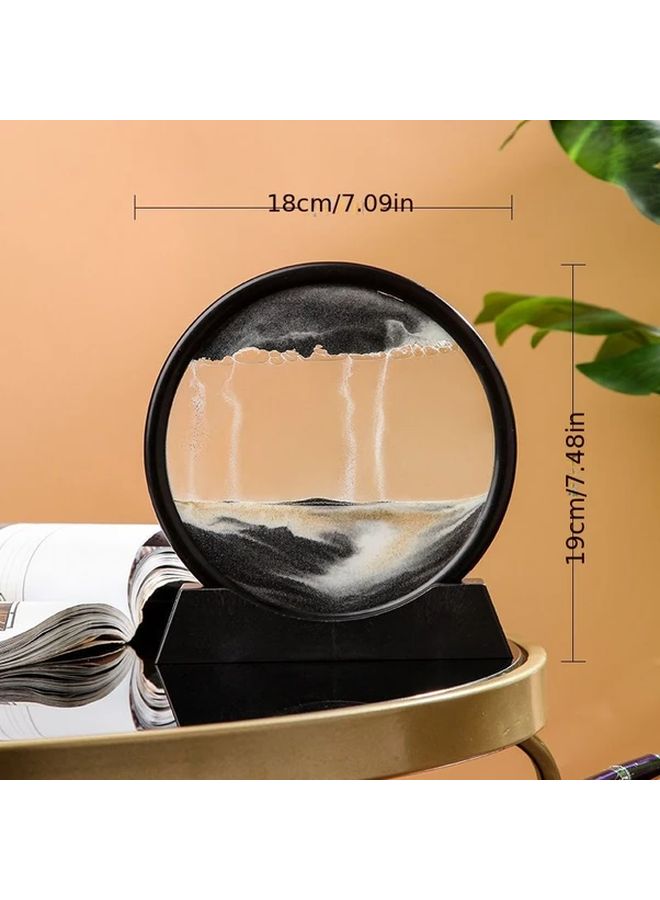 7 Inch Black Frame Green 3D Dynamic Moving Sand Art Picture Desktop Decor - Image 3