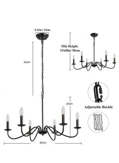 Sumkyle Chandelier Industrial 6 Light Black Ceiling Light Fixture Height Adjustable Lighting For Kitchen Island Bedroom Dining Room Living Room Farmhouse  - Image 2