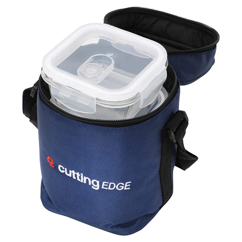 Cutting EDGE صندوق تخزين الطعام الزجاجي المربع مع قفل حر و حقيبة غداء آمنة للاستخدام في الميكروويف من البوروسيليكات عالية الجودة، مجموعة من 3 قطع - Image 2