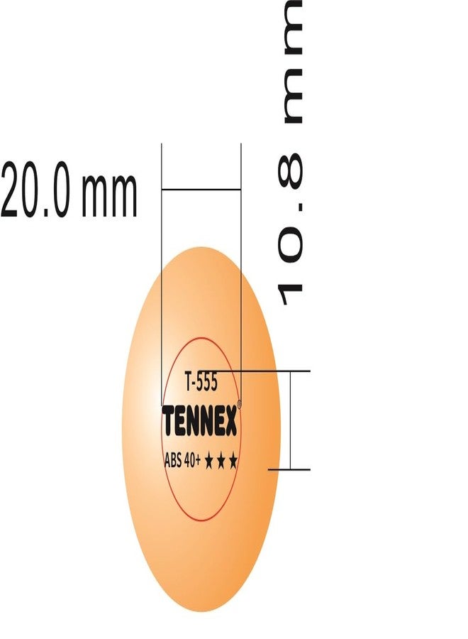 TENNEX T-555 ABS Table Tennis Ball Pack of 6, Orange | Made ABS, Standard Size - Image 3