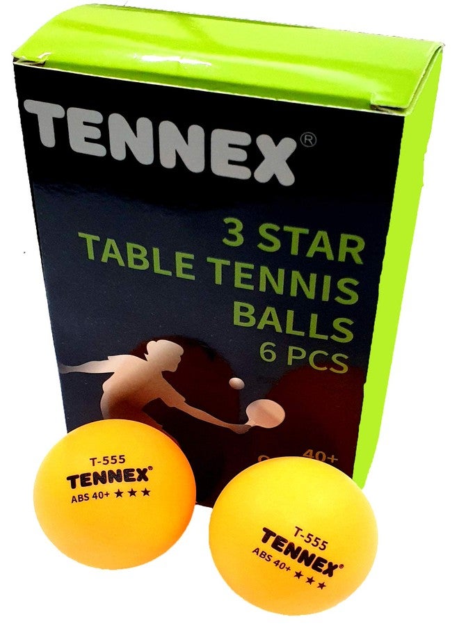 TENNEX T-555 ABS Table Tennis Ball Pack of 6, Orange | Made ABS, Standard Size - Image 2