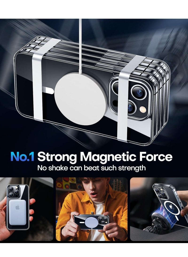 Captaintech iPhone 15 Pro MagSafe Case Supports MagSafe Charging Military Grade Protection Anti Yellowing Anti Scratch Slim Thin Magnetic Cover Clear - Image 5