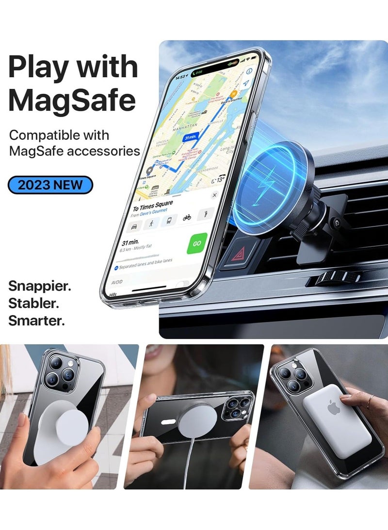 Captaintech iPhone 15 Pro MagSafe Case Supports MagSafe Charging Military Grade Protection Anti Yellowing Anti Scratch Slim Thin Magnetic Cover Clear - Image 3