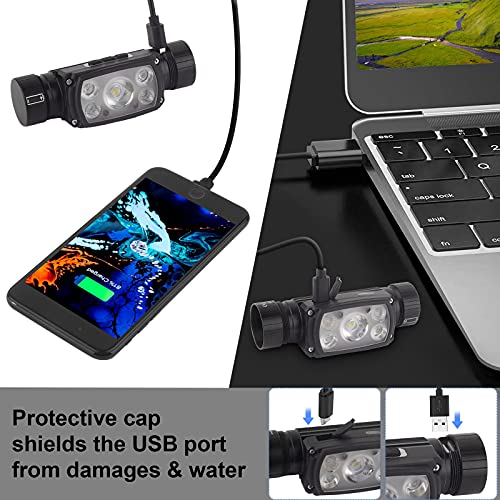 Northlet Rechargeable LED Headlamp,1000 Lumen Super Bright Motion Sensor Head Lamp,160°Adjustable Headband Outdoor Waterproof Head Light,18 Modes - Image 3