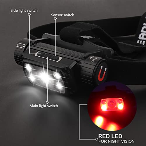 Northlet Rechargeable LED Headlamp,1000 Lumen Super Bright Motion Sensor Head Lamp,160°Adjustable Headband Outdoor Waterproof Head Light,18 Modes - Image 2