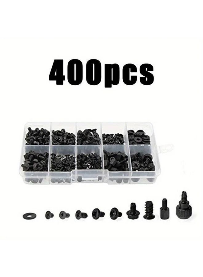 ٤٠٠ قطعة مجموعة براغي ومسامات لتثبيت علبة الكمبيوتر والقرص الصلب ومروحة واللوحة الأم ومزود الطاقة ٨.٢٩ أونصة - Image 1