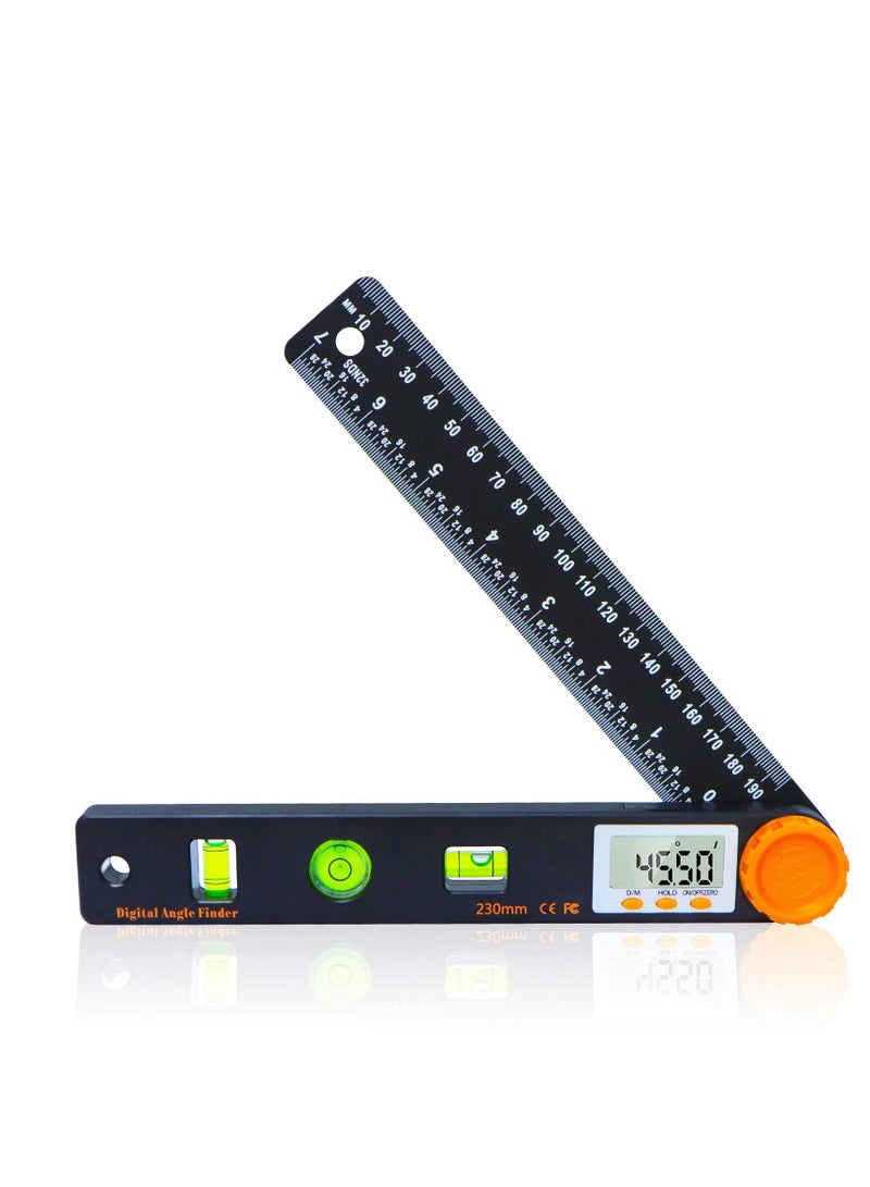 Digital Angle Finder Tool 7inch 0-360 degree LED Digital Protractor with Horizontal Vertical Bubble Levels and Ruler Meter Accurate Tools for Carpenters,Woodworkers,Fabricators - Image 1