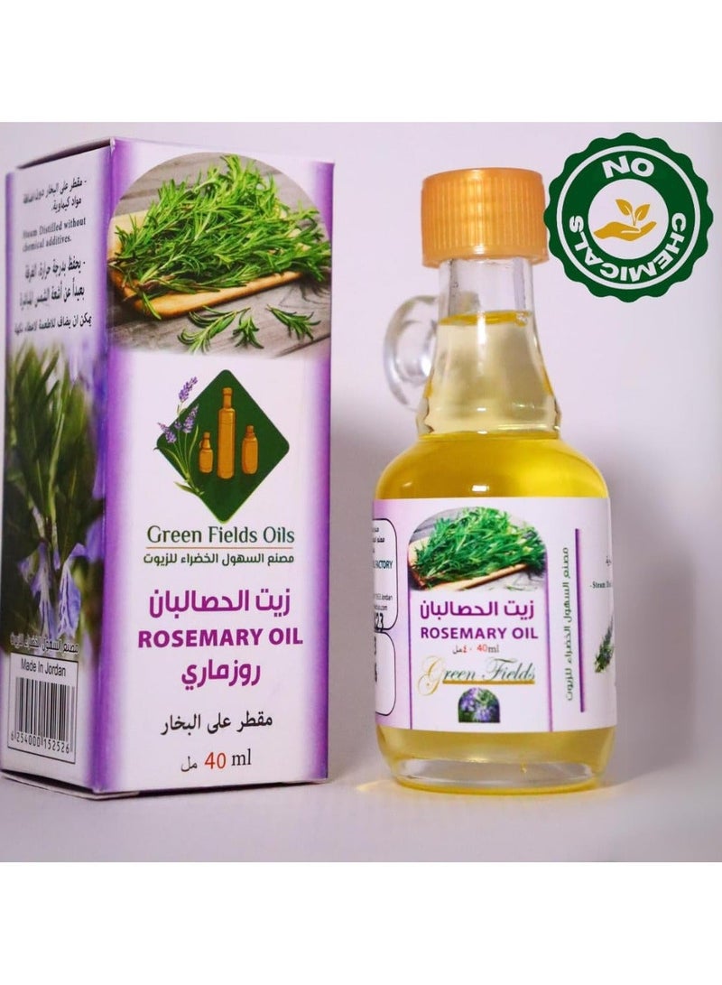 جرين فيلدز زيت إكليل الجبل الطبيعي والعضوي 100%، 40 مل - زيت تدليك مغذي للشعر وفروة الرأس، جاهز للاستخدام - مخفف مسبقًا بزيت السمسم - للاستخدام الخارجي - Image 1