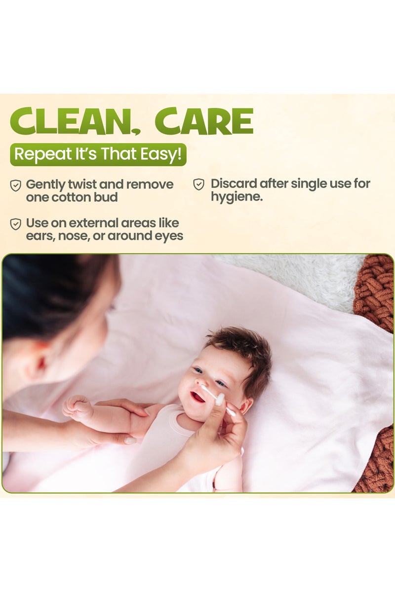 Enfant 200 Pcs Baby Cotton Buds Ground Baby Cotton Swabs For Baby Ear & Nose Clean Pure Cotton 100% Sterilized Cotton Soft & Wrinkle-Free - Image 3
