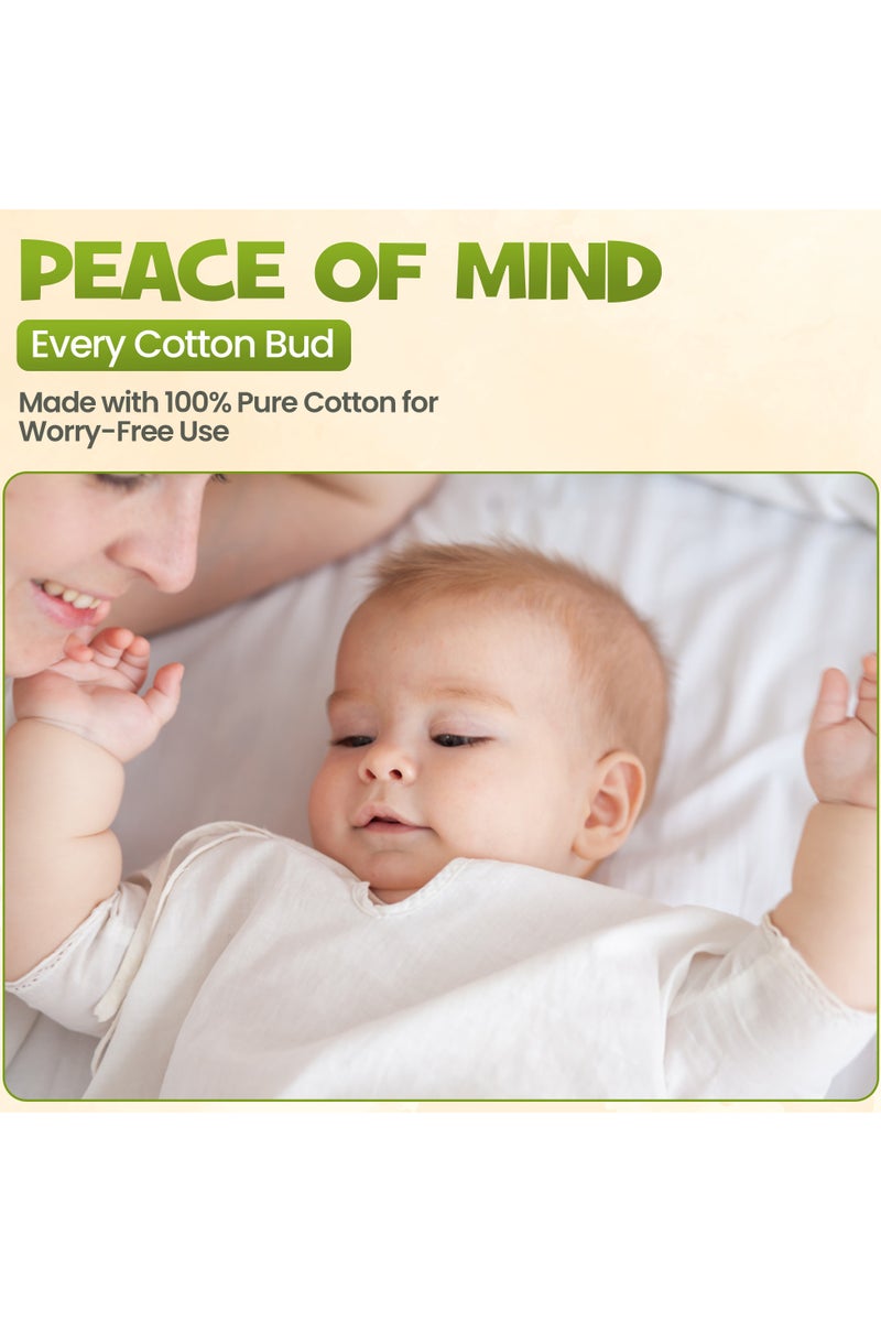 Enfant 200 Pcs Baby Cotton Buds Ground Baby Cotton Swabs For Baby Ear & Nose Clean Pure Cotton 100% Sterilized Cotton Soft & Wrinkle-Free - Image 5