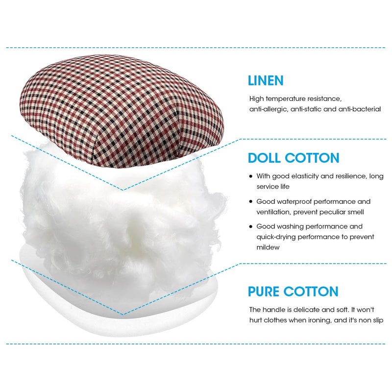 3 BUZZLETT Tailorâ€™s Ham and Seam Roll Set â€“ Premium Tailors Ham for Ironing â€“ Professional Pressing Tools â€“ Linen and Doll Cotton Press Ham for Ironing Smaller Curved Seam - Image 3