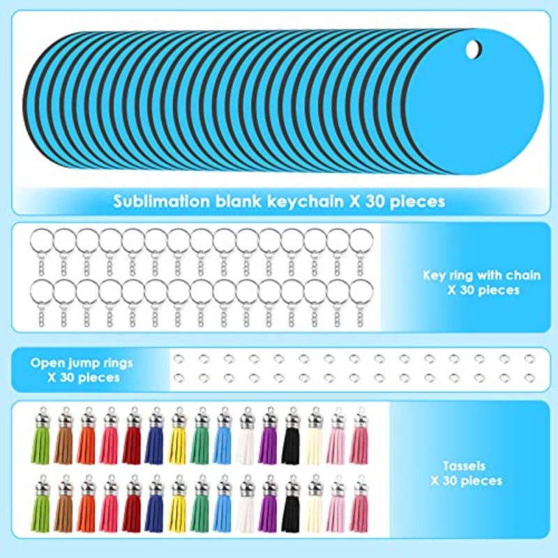 Sublimation Keychain Blanks - 120Pcs MDF Keychains with Tassels - Heat Transfer Keychains - Adult Unisex Gift - Image 4