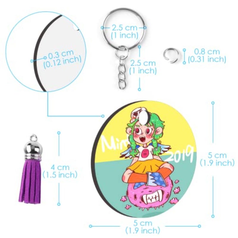 Sublimation Keychain Blanks - 120Pcs MDF Keychains with Tassels - Heat Transfer Keychains - Adult Unisex Gift - Image 5
