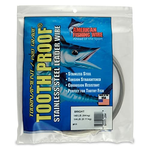 AFW #11 Tooth Proof Stainless Steel Single Strand Leader Wire, 140 lb Test, Bright, 137ft - Image 1