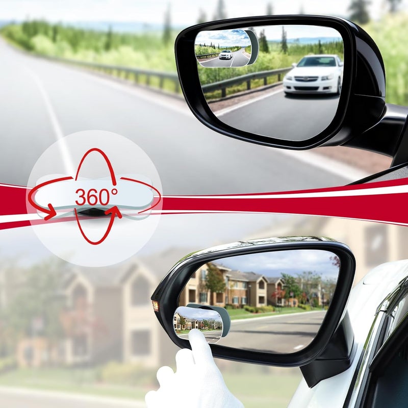 LivTee Blind Spot Mirrors, Flat Oval HD Glass Frameless Convex Rear View Mirrors, Wide Angle Adjustable Stick for Side Mirror, Automotive Exterior Accessories for Car, SUV & Trucks, Pack of 2 - Image 5