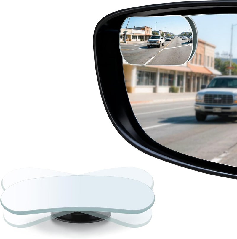 LivTee Blind Spot Mirrors, Flat Oval HD Glass Frameless Convex Rear View Mirrors, Wide Angle Adjustable Stick for Side Mirror, Automotive Exterior Accessories for Car, SUV & Trucks, Pack of 2 - Image 1