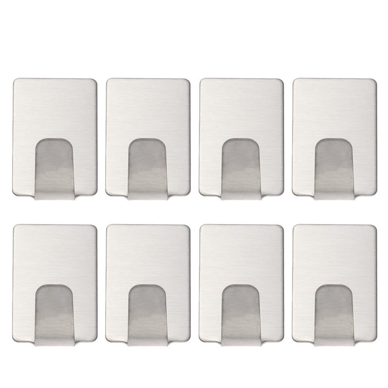 8PCS Stainless Steel Wall Hooks Self Adhesive Towel Hooks Seamless Multi-purpose Coat Hooks Bathroom Kitchen Towel Rack Robe Hooks - Wide Hook (Silver) - Image 3