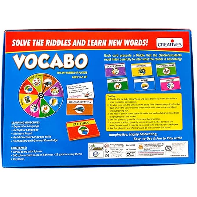 Creative's Vocabo | Spinner, Cards & Board Game | Fun & Educational Game For Kids | Board Game for Families and Kids | Learning Game for kids | Ages 6 & Up - Image 5
