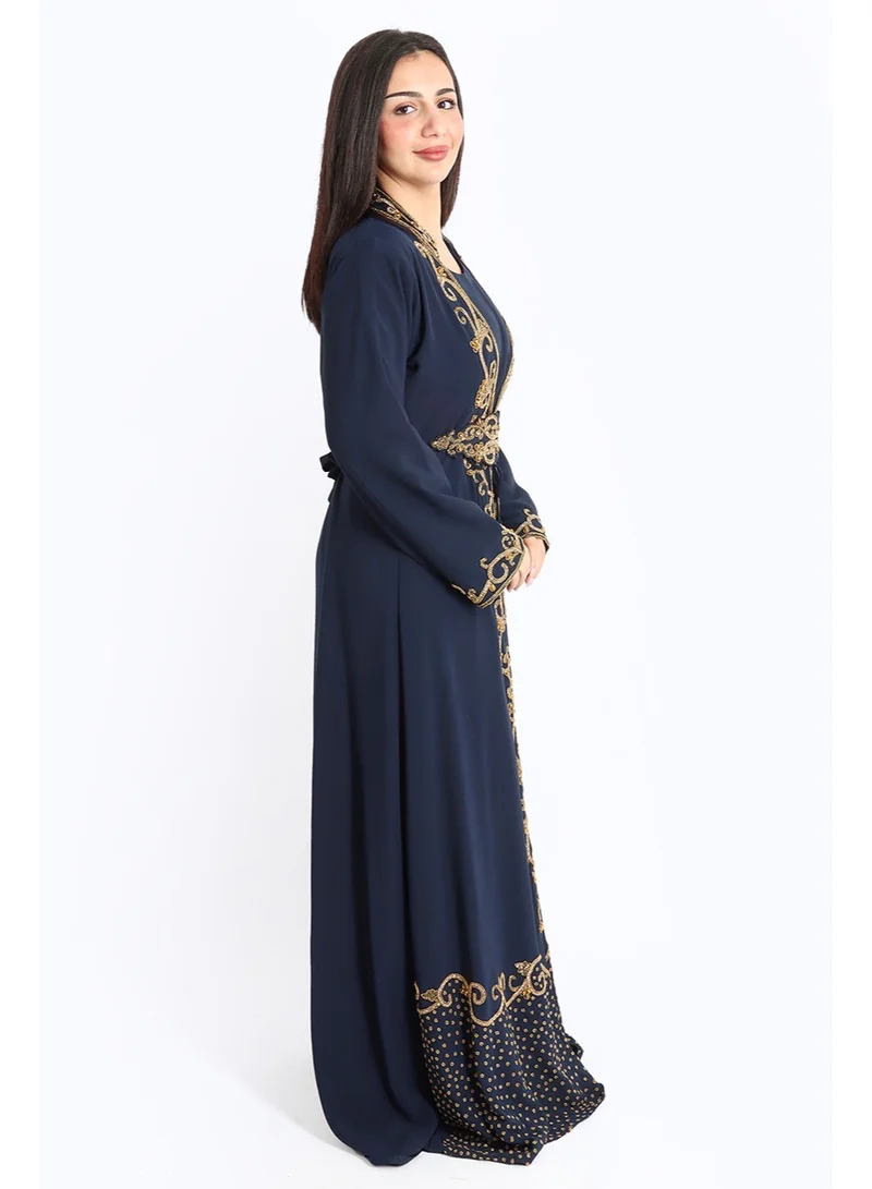 اكسا قفطان لامع كرستال IKW9978 ازرق