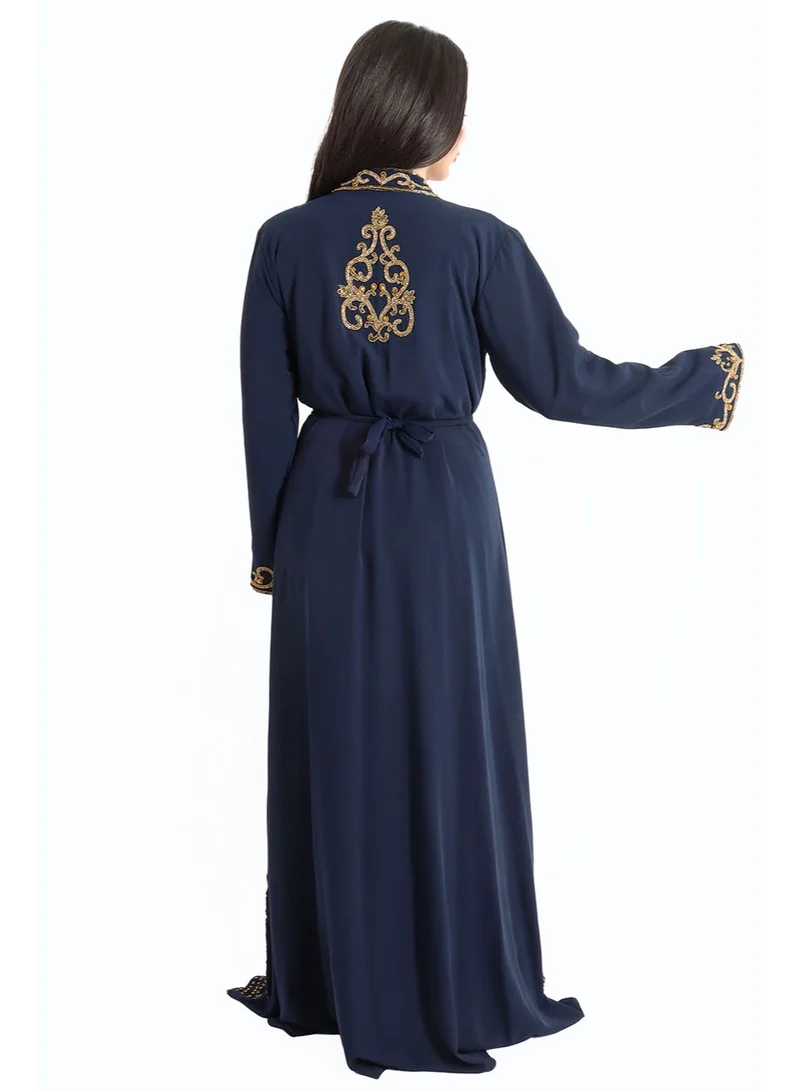 اكسا قفطان لامع كرستال IKW9978 ازرق
