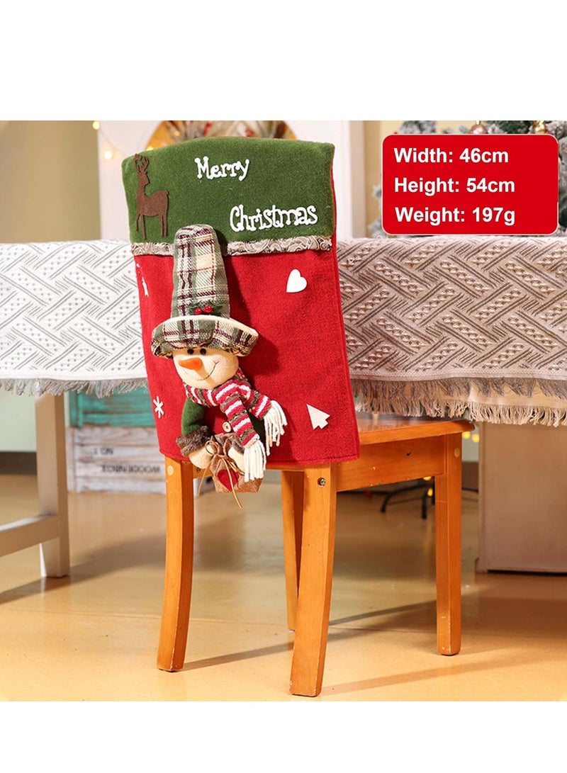 Vparty Christmas Chair Back Covers Dining Table Chair Slipcovers Christmas Plush Stuffed Santa Claus Snowman Chair Covers Set for Holiday Decor, Christmas Party Banquet Home Decoration - Image 2
