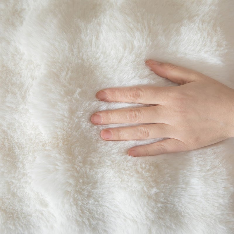 Yaertun Pack of 2 Cream White Thick Soft Wool Decorative Throw Pillow Covers 12x20 Inch Faux Fur Plush Fluffy Cushion Covers for Sofa Couch Bedroom - Image 2