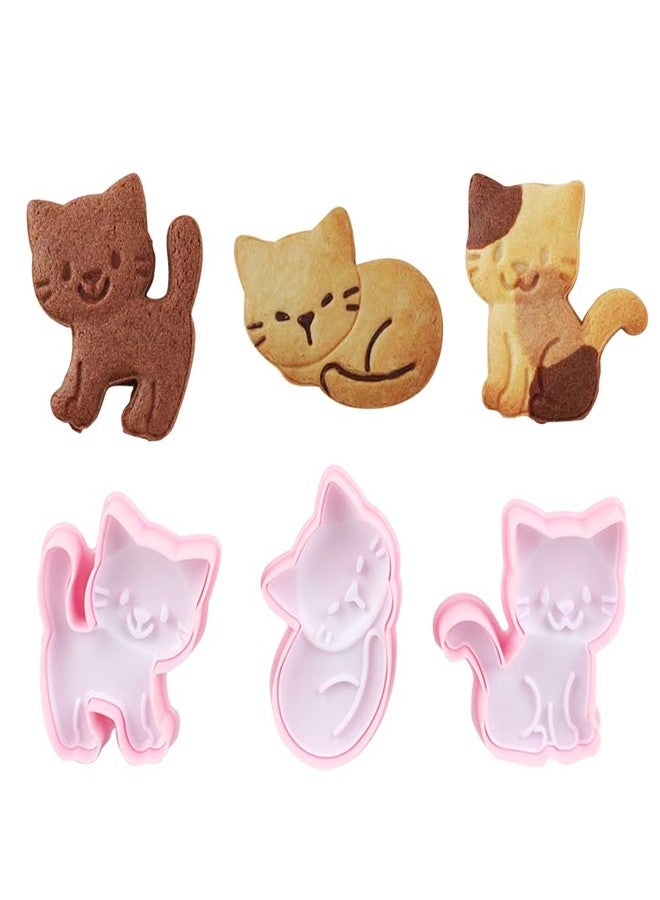 Aprildecember Cat Shape Animal Plunger Cookie Cutters Set, Food Grade Fondant Stamper Set - Image 1