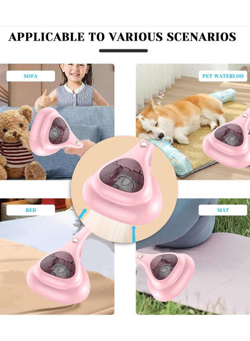 VUCATIN Bed Vacuum Cleaner Uv Sanitizing Handheld Dust Mite Vacuum Cleaner Machine Portable Cordless High Power Cleaning Euipment for Sheet Mattress Carpet Sofa Pet Hair (Pink Mite Remover) - Image 5