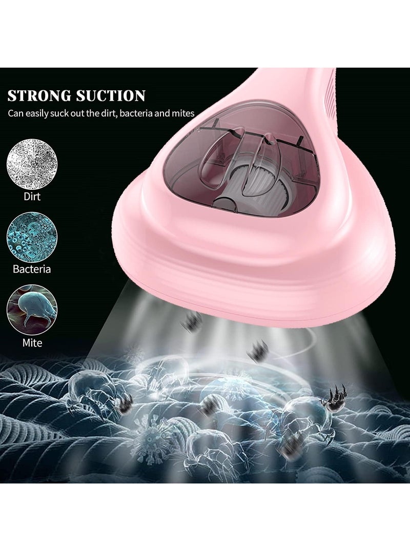 VUCATIN Bed Vacuum Cleaner Uv Sanitizing Handheld Dust Mite Vacuum Cleaner Machine Portable Cordless High Power Cleaning Euipment for Sheet Mattress Carpet Sofa Pet Hair (Pink Mite Remover) - Image 2