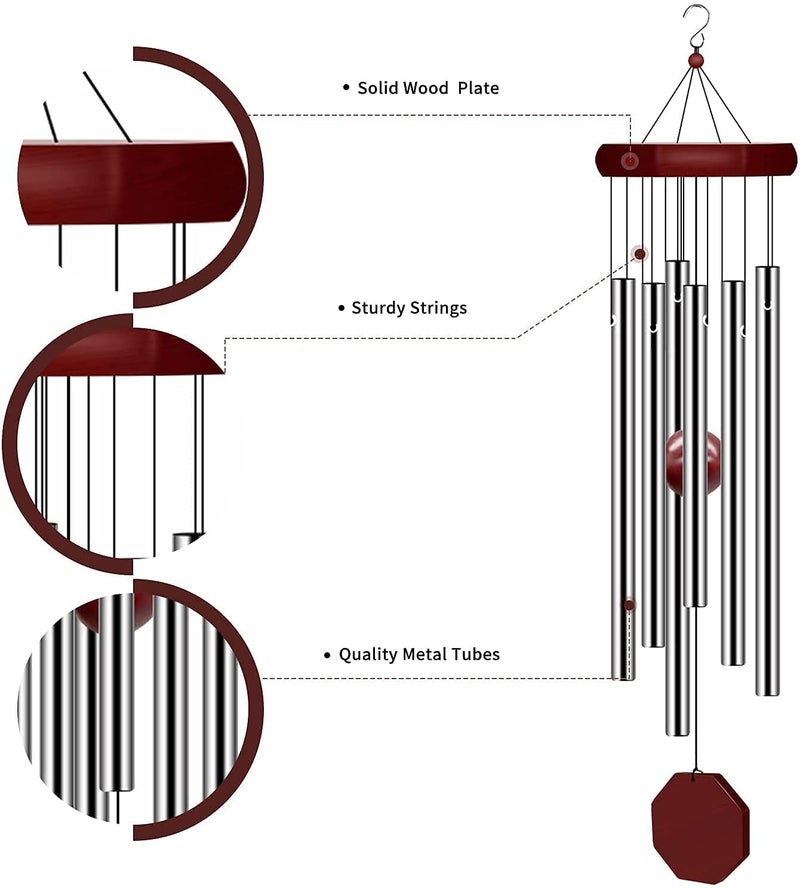 BESTOTTAM Memorial Wind Chimes Outdoor Large Deep Tone Wind Chime Outdoor Sympathy WindChime Personalized with 6 Tuned Tubes Elegant Chime for Garden Patio Balcony and Home - Image 4