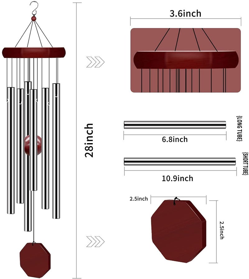 BESTOTTAM Memorial Wind Chimes Outdoor Large Deep Tone Wind Chime Outdoor Sympathy WindChime Personalized with 6 Tuned Tubes Elegant Chime for Garden Patio Balcony and Home - Image 3