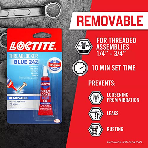 Loctite لاصق خيوط لوكتايت الأزرق 242 - لاصق خيوط قابل للإزالة للمكسرات، البراغي، والمثبتات، لاصق براغي بقوة متوسطة لمنع الفتح والتآكل - 6 مل، عبوة واحدة - Image 4