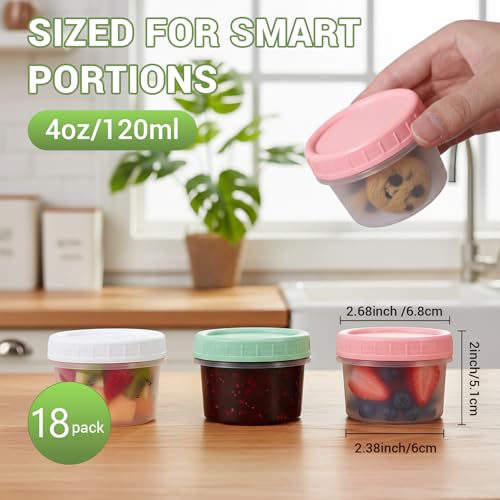 ASEVAT 18 Pack 4 oz Food Storage Containers with Twist Lids – Leakproof BPA-Free Soup Containers, Microwave/Dishwasher Safe Freezer Containers for Meal Prep, Leftovers & Takeout - Image 2