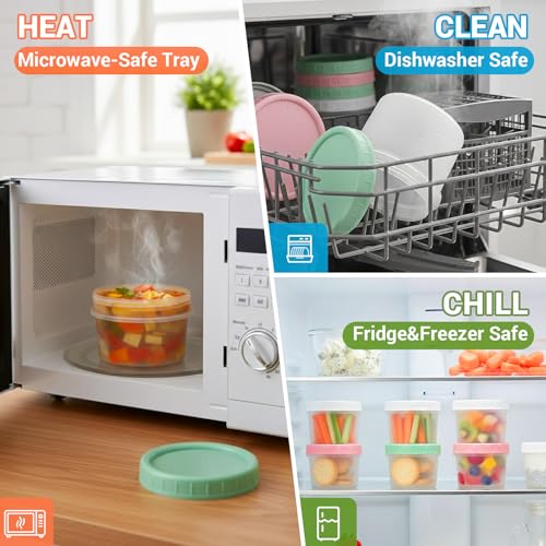 ASEVAT 18 Pack 4 oz Food Storage Containers with Twist Lids – Leakproof BPA-Free Soup Containers, Microwave/Dishwasher Safe Freezer Containers for Meal Prep, Leftovers & Takeout - Image 5