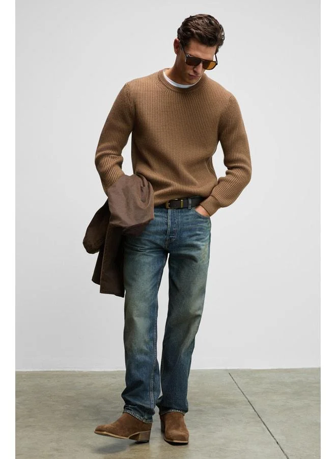 GRIMELANGE CABLIN Men's Round Neck Regular Fit Viscose Knit Sweater.