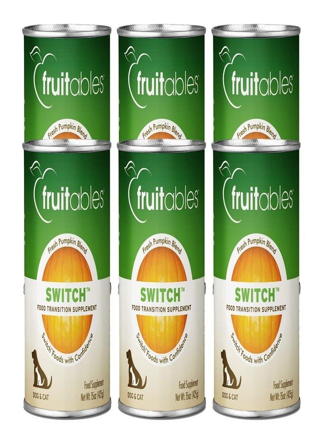 Fruitables Fresh Pumpkin Blend Fiber Switch Food Transition Supplement for Cats and Dogs 15 Ounce Cans, Pack of 6 - Image 1