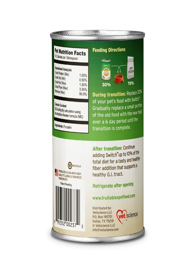 Fruitables Fresh Pumpkin Blend Fiber Switch Food Transition Supplement for Cats and Dogs 15 Ounce Cans, Pack of 6 - Image 2